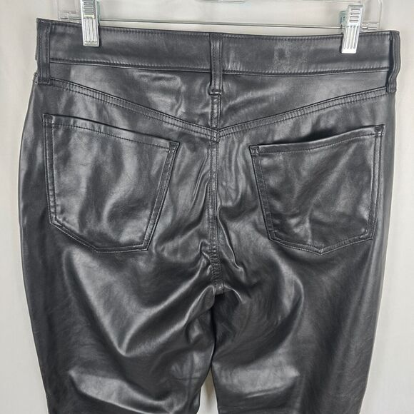 Old Navy Pants Women's 10 Black Faux Leather High Rise O.G. Straight Pockets - Picture 5 of 16